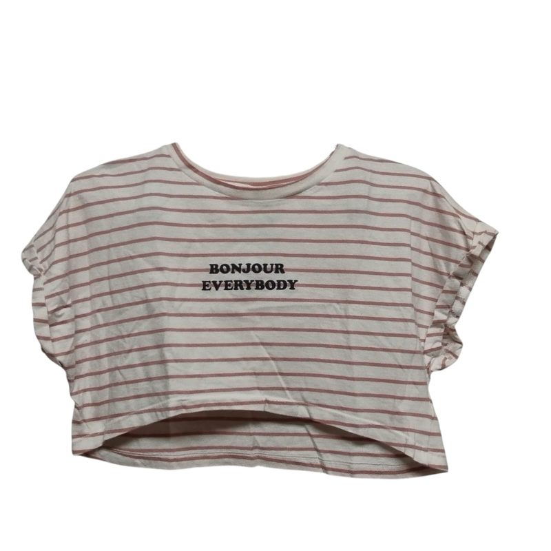REMERA TOP BCO RAYAS ROSADAS BONJOUR ZARA T 10