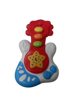 GUITARRA MUSICAL C/LUZ CHICA BCA ROJA CEL RASPADA