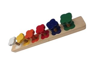 JUEGO DE  MADERA FLORES DE COLORES ENCASTRE