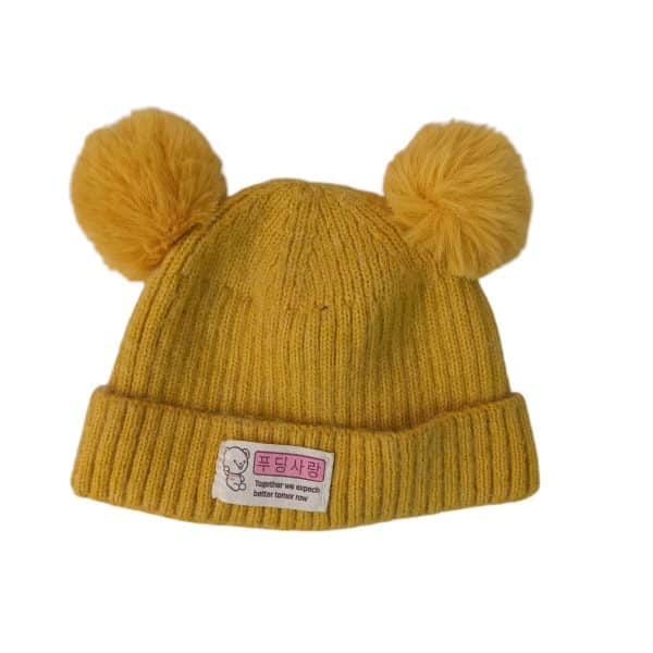 gorro lana mostaza orejas pompones osito together we expech