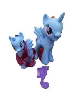 PONY GOMA LITTLE CELESTE PELO NARANJA BB PEINE