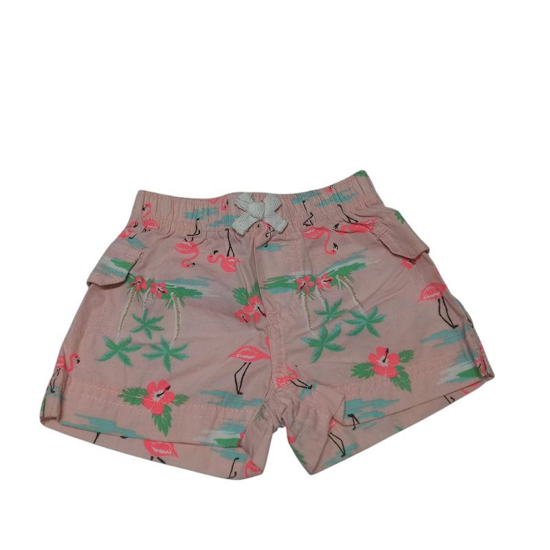 SHORT ROSA PALMERAS VERDES FLAMENCOS FLORES ETIQ CORT T3M AP