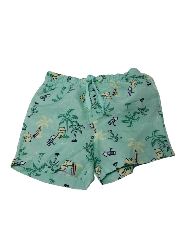 SHORT VERDE GATOS PALMERAS TEDDY BOOM T6/9M