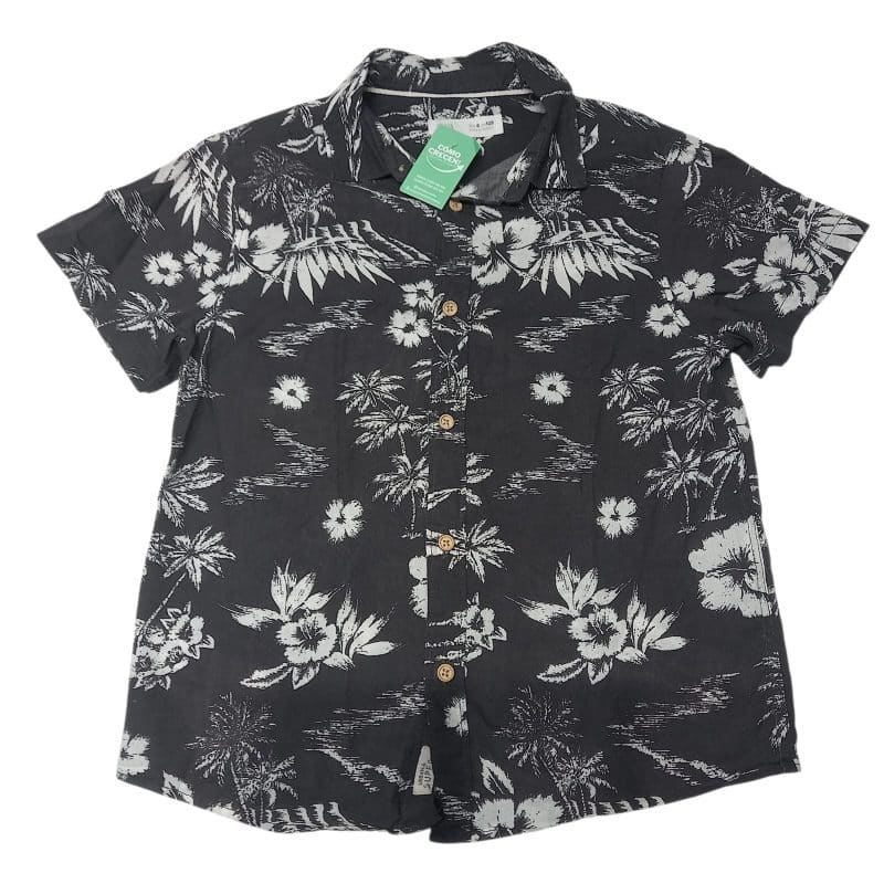 CAMISA GRIS FLORES BCAS ZARA T8