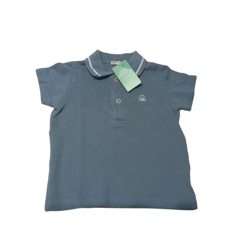 REMERA CELESTE CUELLO BOTONES BENETTON T6/9M AP