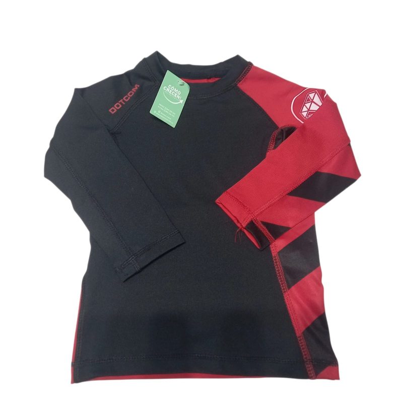 remera lycra m/l para surf dotcom t 2 rojo negro