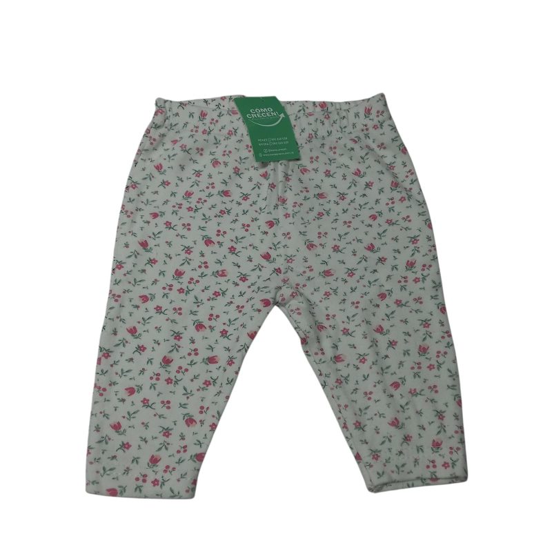 CALZA ALG BCA FLORECITAS ROSA VERDE SACKS T3/6M