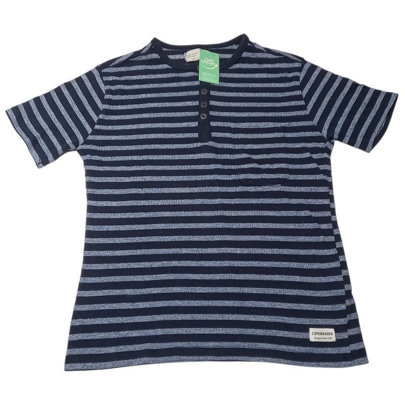 REMERA ALG RAYAS AZUL CELESTE BOTONES ZARA BOYS T8