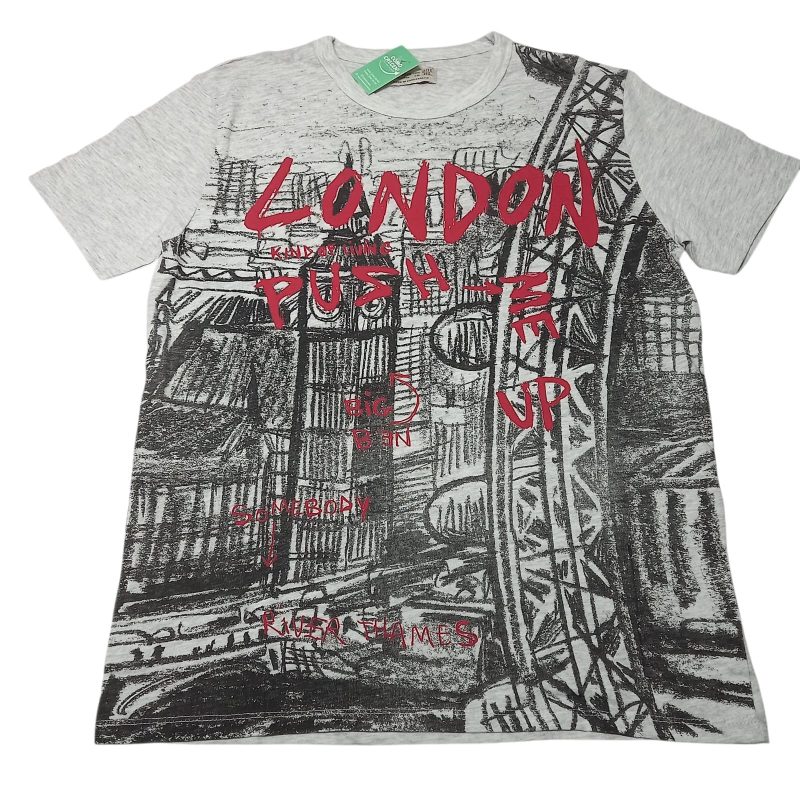 REMERA ALG GRIS LONDON ROJO NEGRO ZARA BOYS T11/12