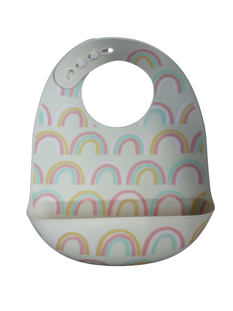 BABERO DE SILICONA CREMITA CON ARCOIRIS
