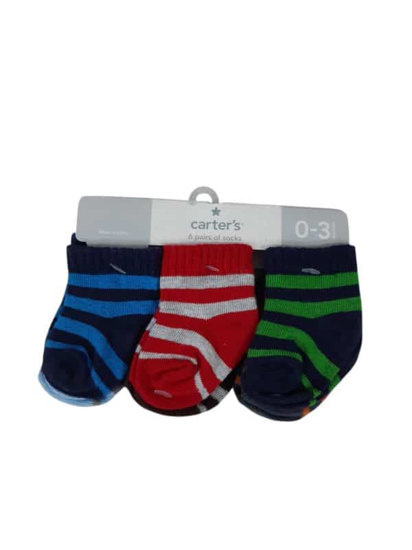 medias bebe x6 0/3m de colores carters