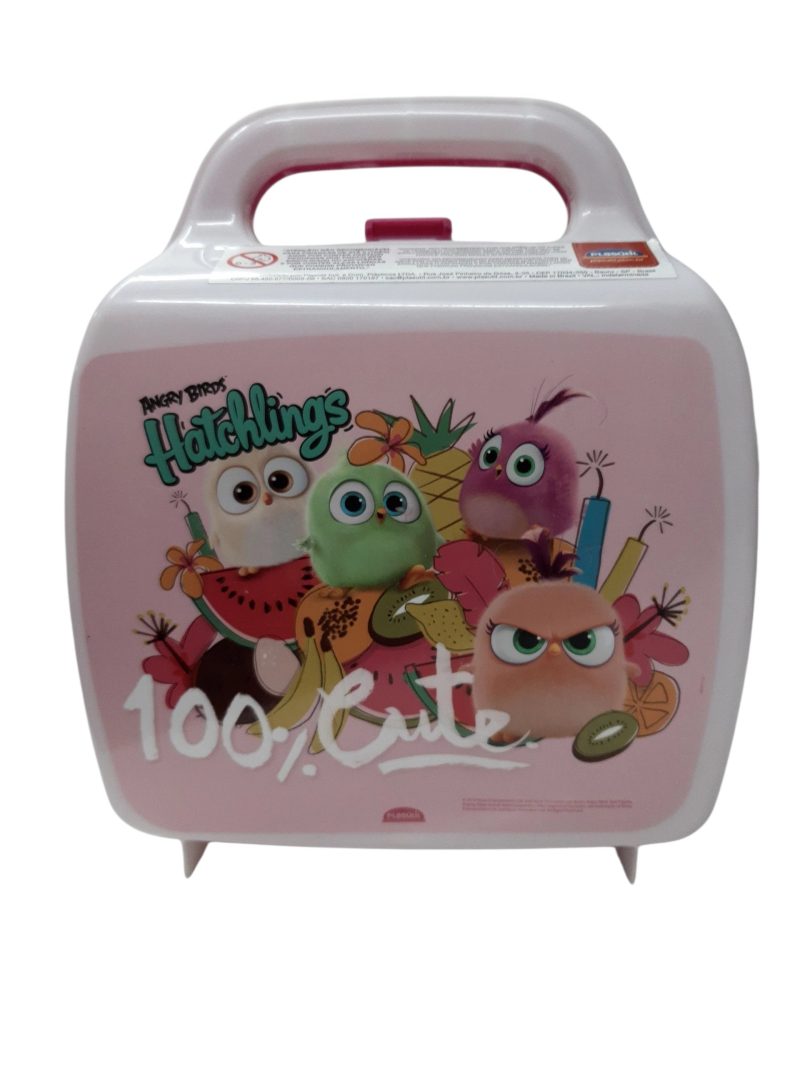 LONCHERA DE PLASTICO ANGRY BIRDS ROSA 100% CUTE