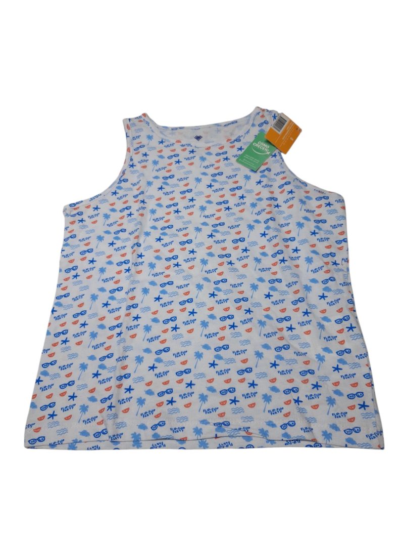 MUSCULOSA ALG BCA NARANJA CELESTE DIBUJOS BAS T6 NUEVA