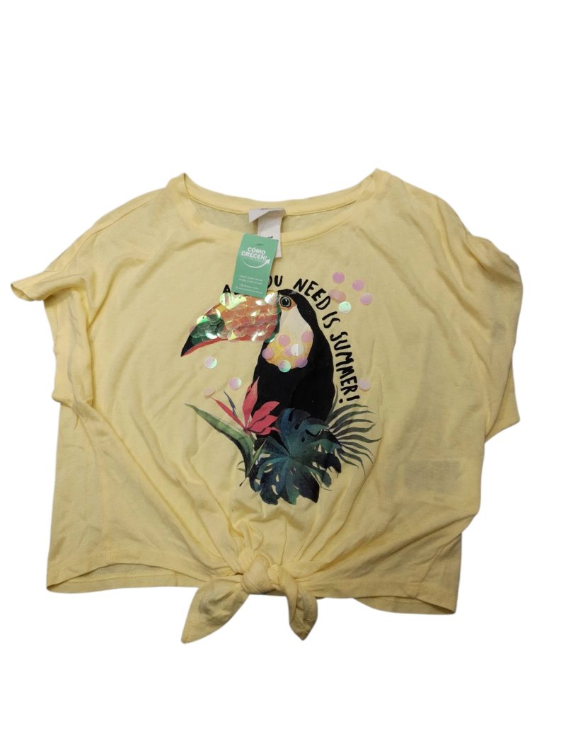 REMERA AMARILLA NUDO TUCAN H&M T8/10