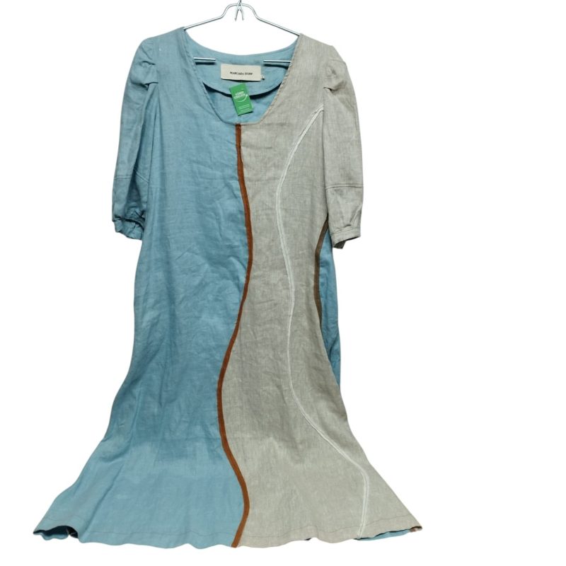 VESTIDO CELESTE GRIS MARRON MARGARA SHAW Tl AP