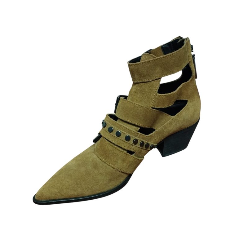 ZAPATO TIPO BOTIN GAMUZA BEIGE HEBILLAS ZARA T 38