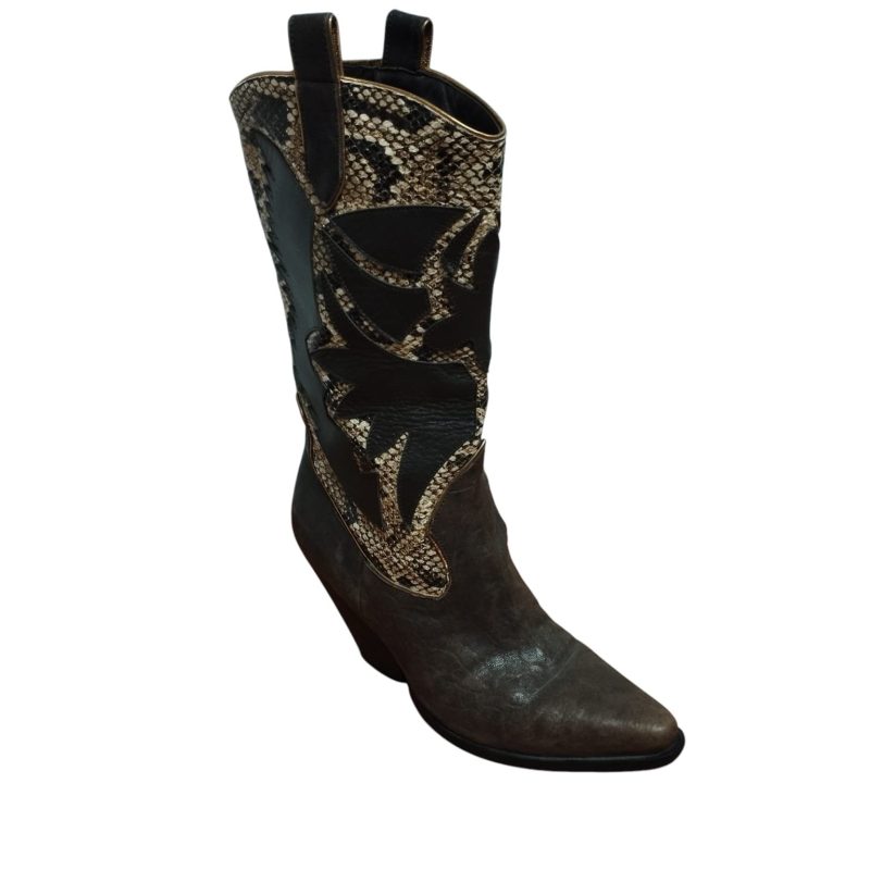 botas vaqueras marron diseño serpiente fratelli t 37 - Imagen 2
