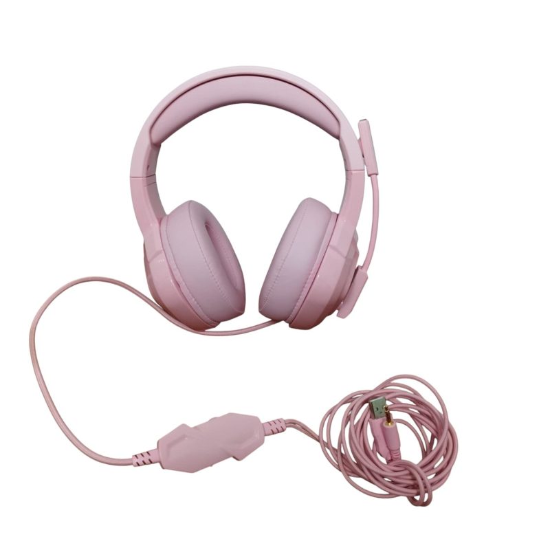 auriculares rosados ziumier pro gaming caja deteriorada