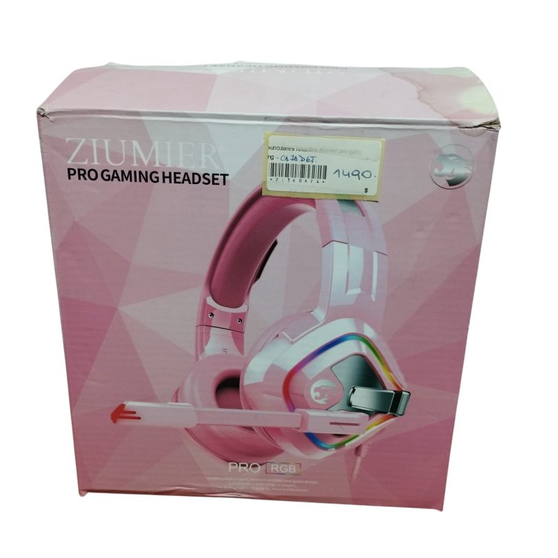 auriculares rosados ziumier pro gaming caja deteriorada - Imagen 3