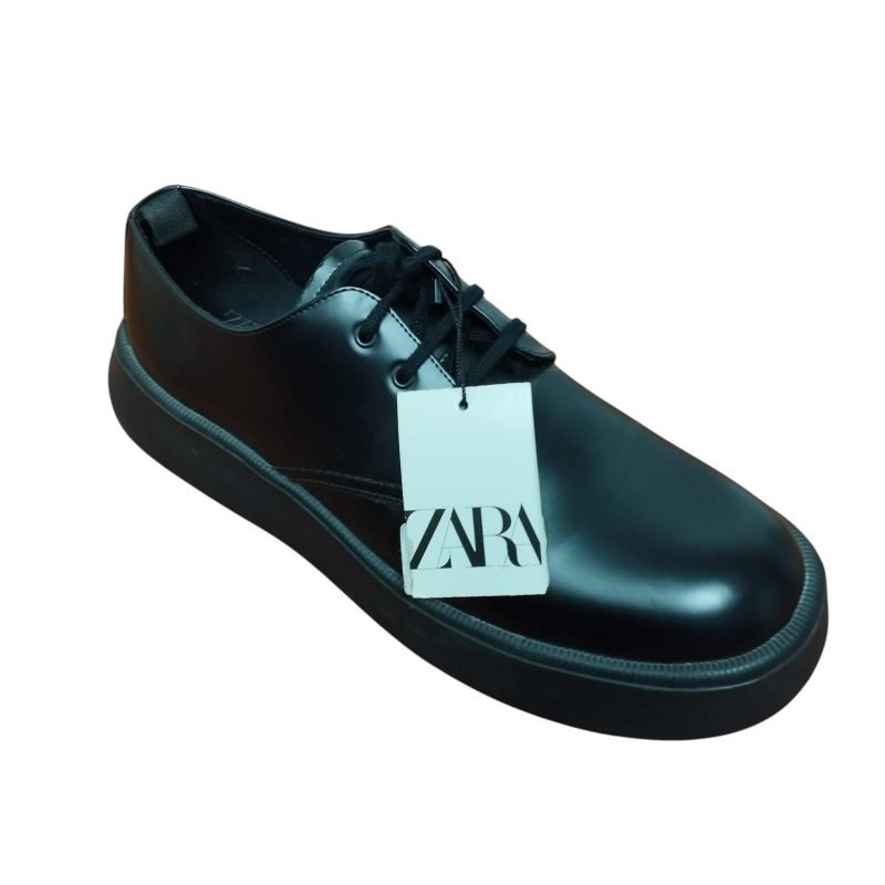 zapato cuerina negro plataforma zara t 43 nuevo en bolsa - Imagen 2