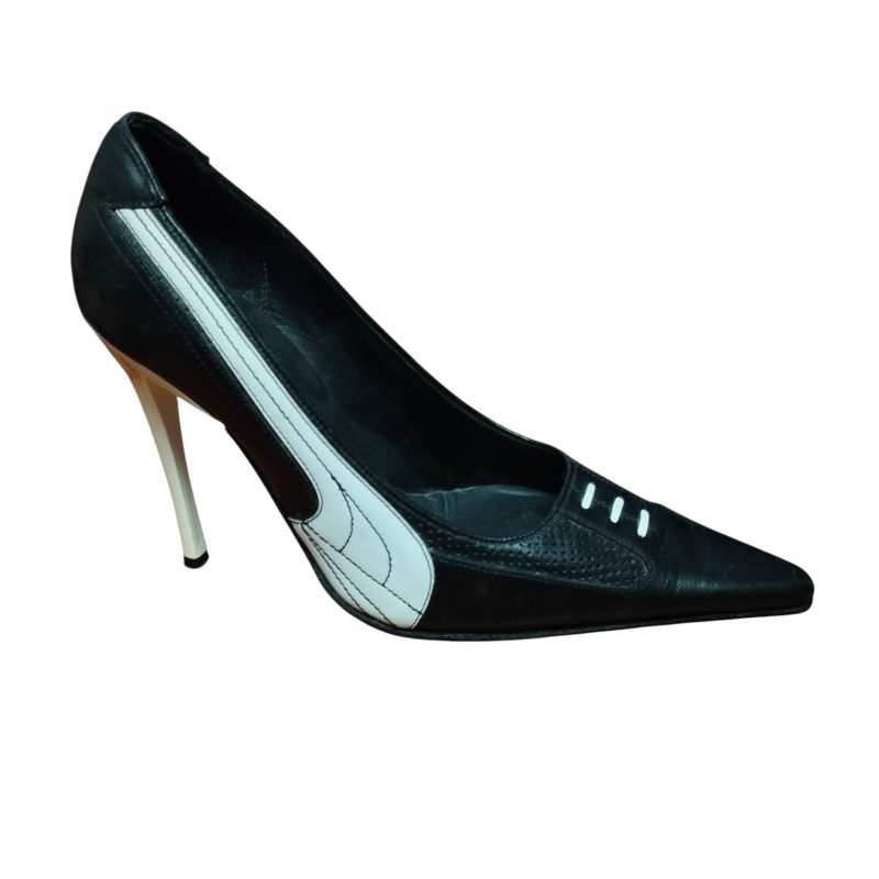 ZAPATOS TACO AGUJA NEGRO Y BCO PASQUALINI T39