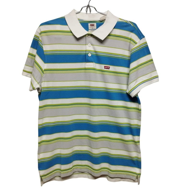 REMERA PIQUE RAYADA BCA AZUL VERDE LEVIS TM