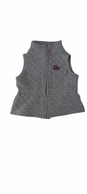 CHALECO GRIS TIPO CAPITONEADO FLOR BORDADA CARTERS T3M