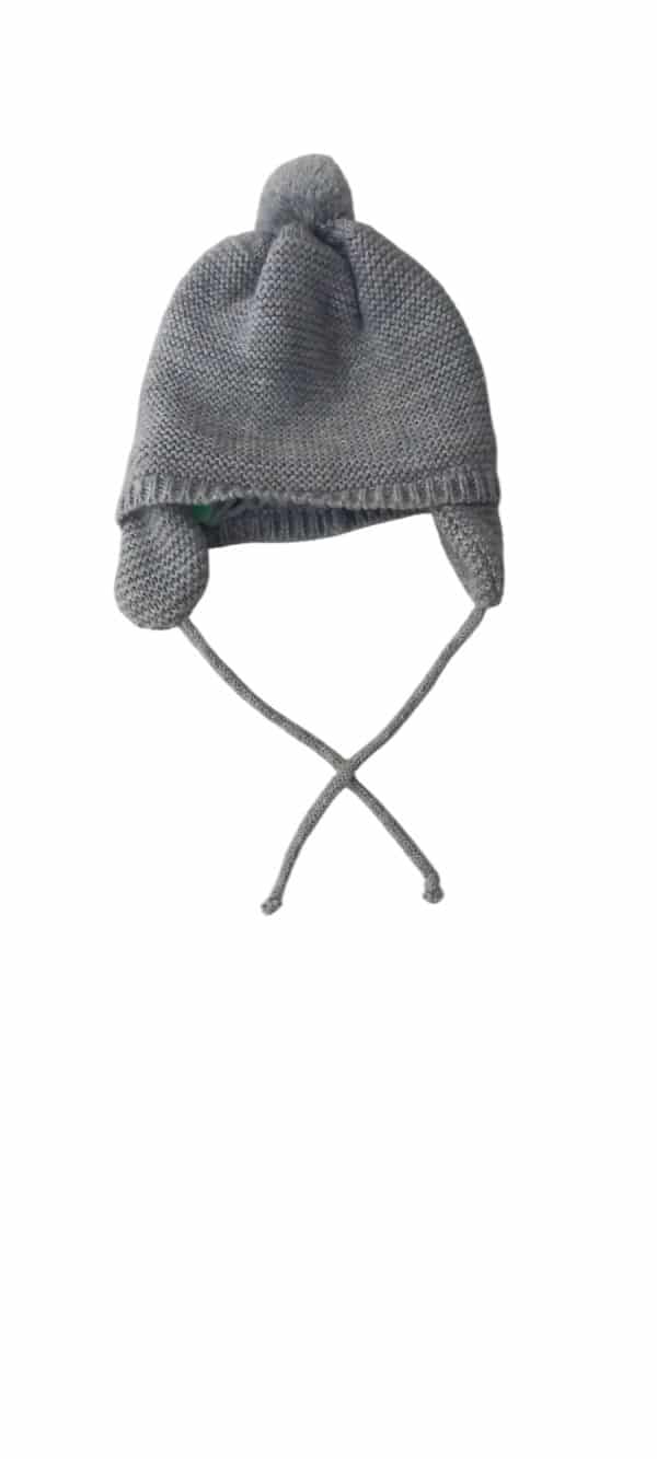 GORRO HILO GRIS POMPON