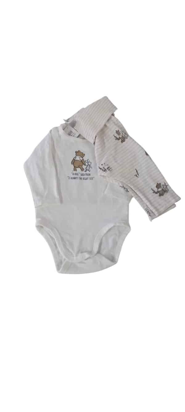 CONJ BODY Y PANT RAYADO BCO Y BEIGE POOH H&M T2/4M