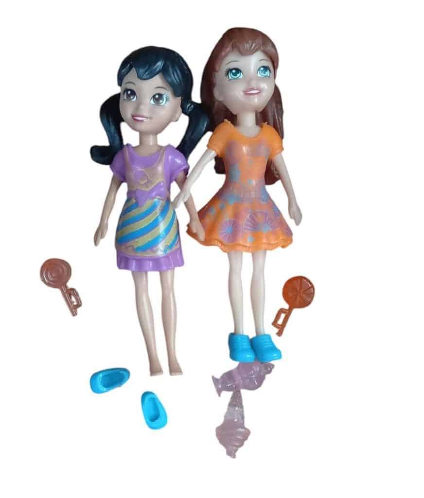 DOS POLLYPOCKET VESTIDO NARANJA Y OTRO LILA