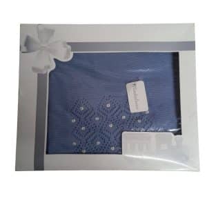 manta lana nueva en caja azul blanco moña madalena