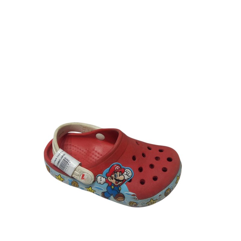 crocs c 7 rojo celeste blanco mario bros raspado gastado pelado