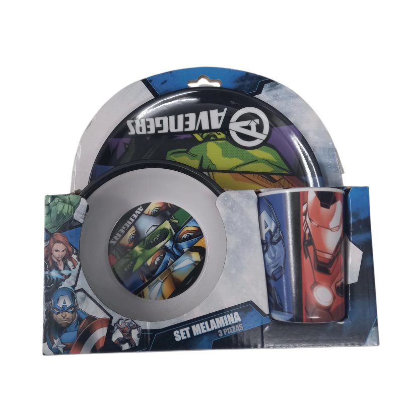 SET X 3 PLATO AVENGERS MELAMINA