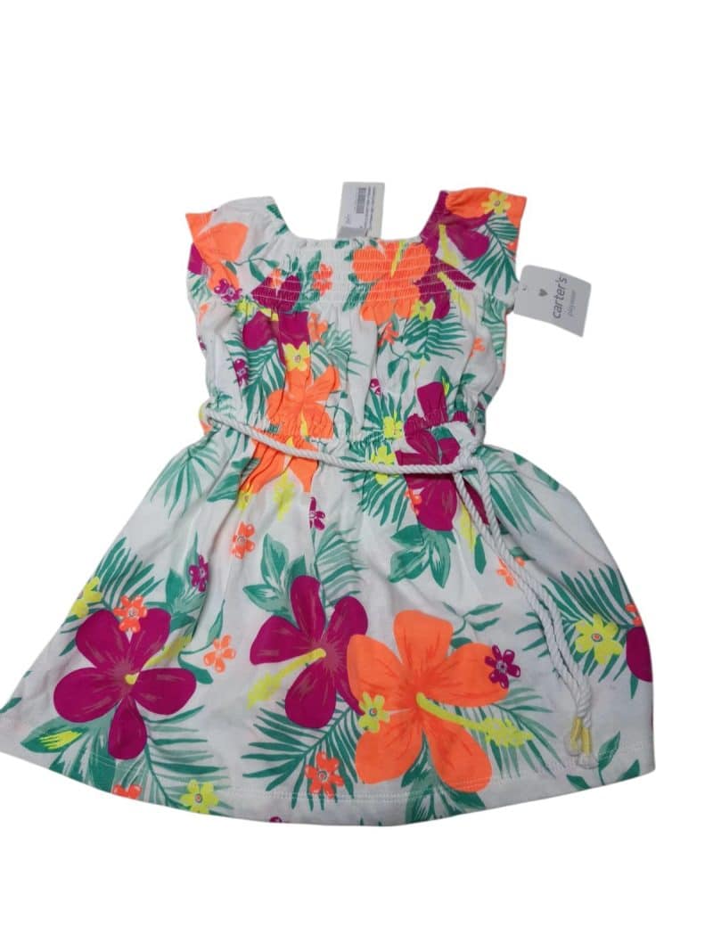 SOLERA ALG BCA FLORES NARANJA FUCSIA AMARILLO VERDE CARTERS T2 NUEVA