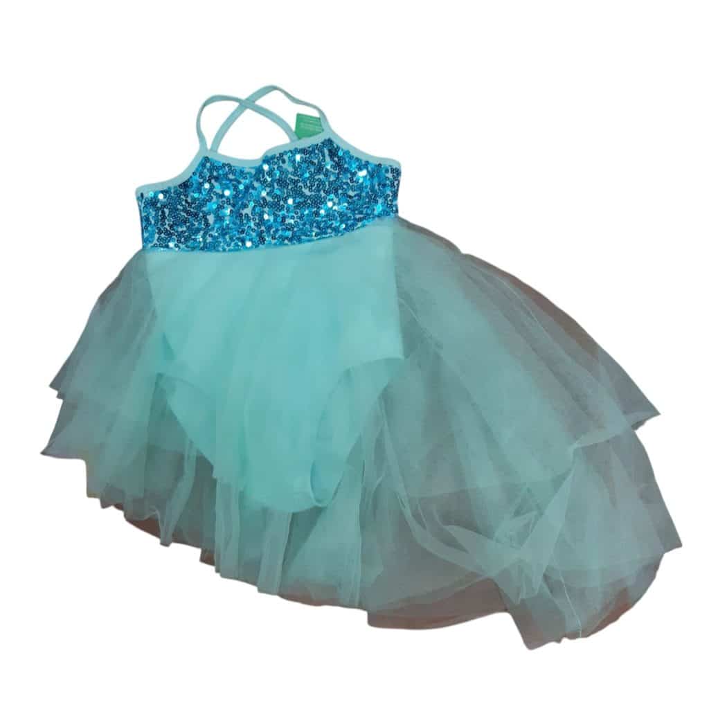 DISFRAZ BODY VESTIDO TUL CELESTE LENTEJUELAS IEGIEL TL T4AP