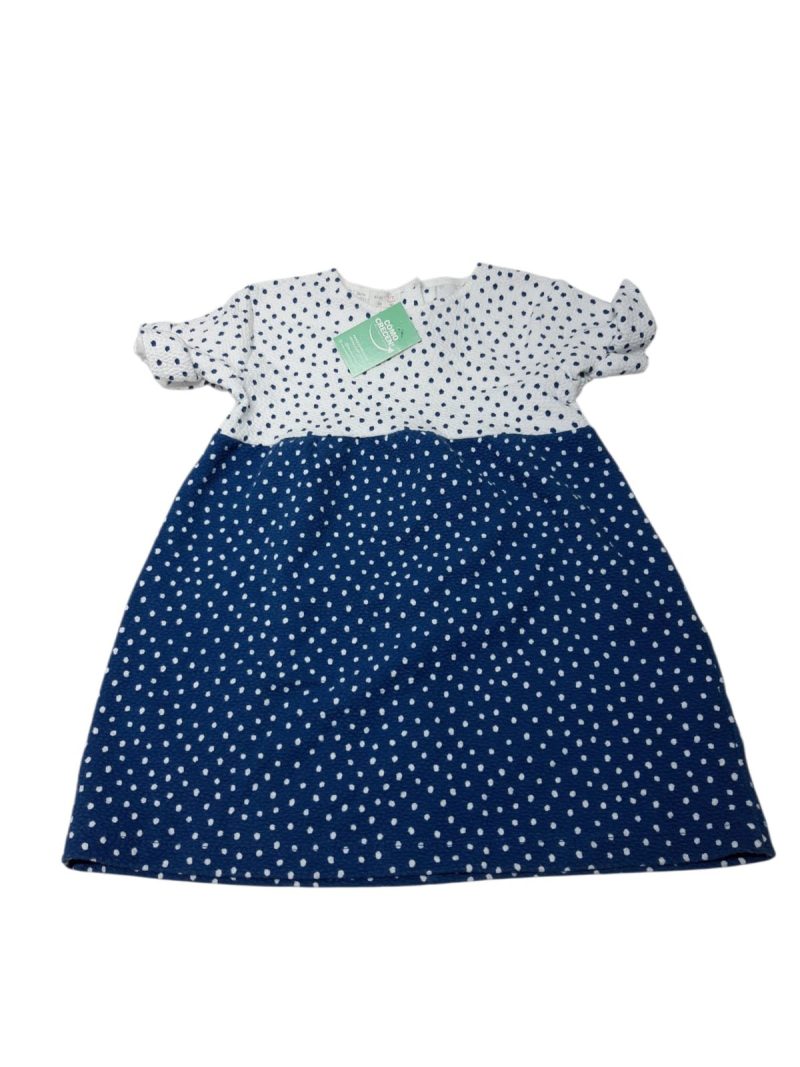 VESTIDO AZUL BLANCO LUNARES ZARA T2/3