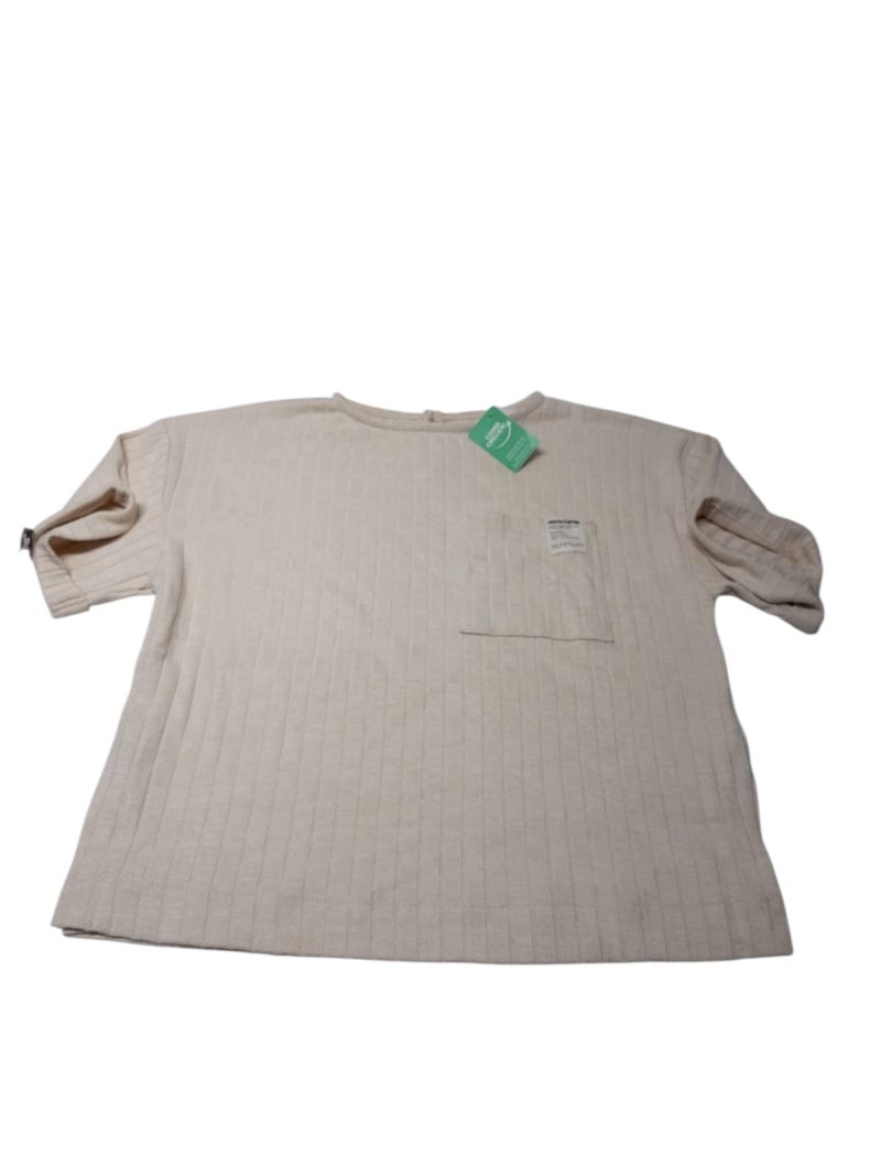 REMERA HILO BEIGE BOLSILLO ZARA T10