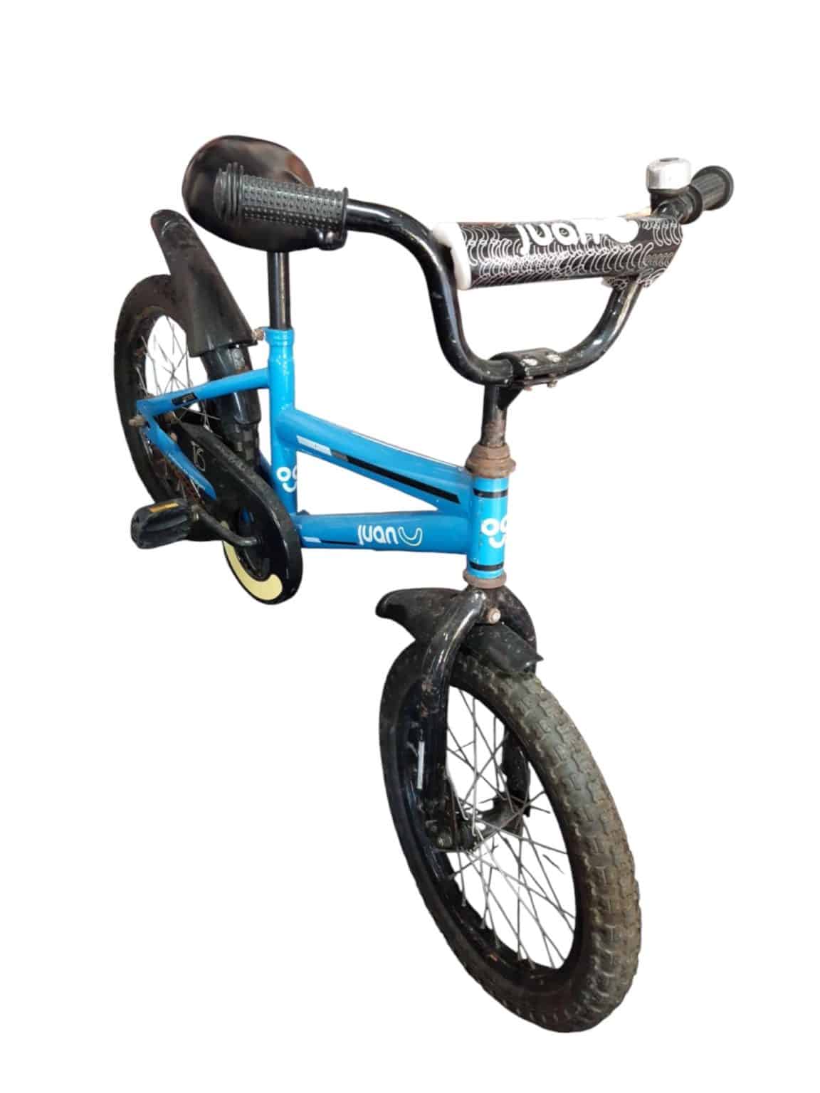 BICI AZUL JUAN ROD 16 DET HERRUMBRES Y DET RUEDA BORDE