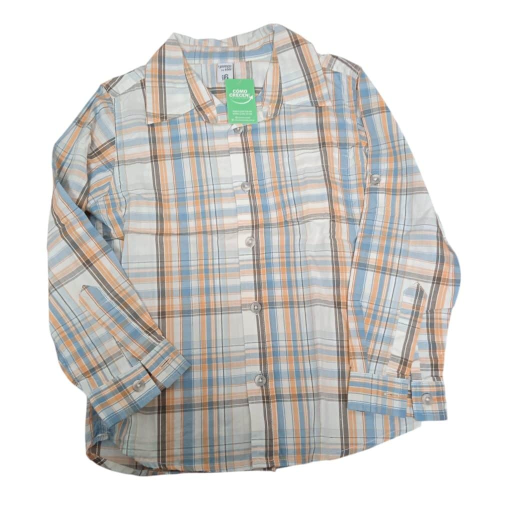 CAMISA CUADROS BCO MARRON CELESTE SKHUABAN T 6-7