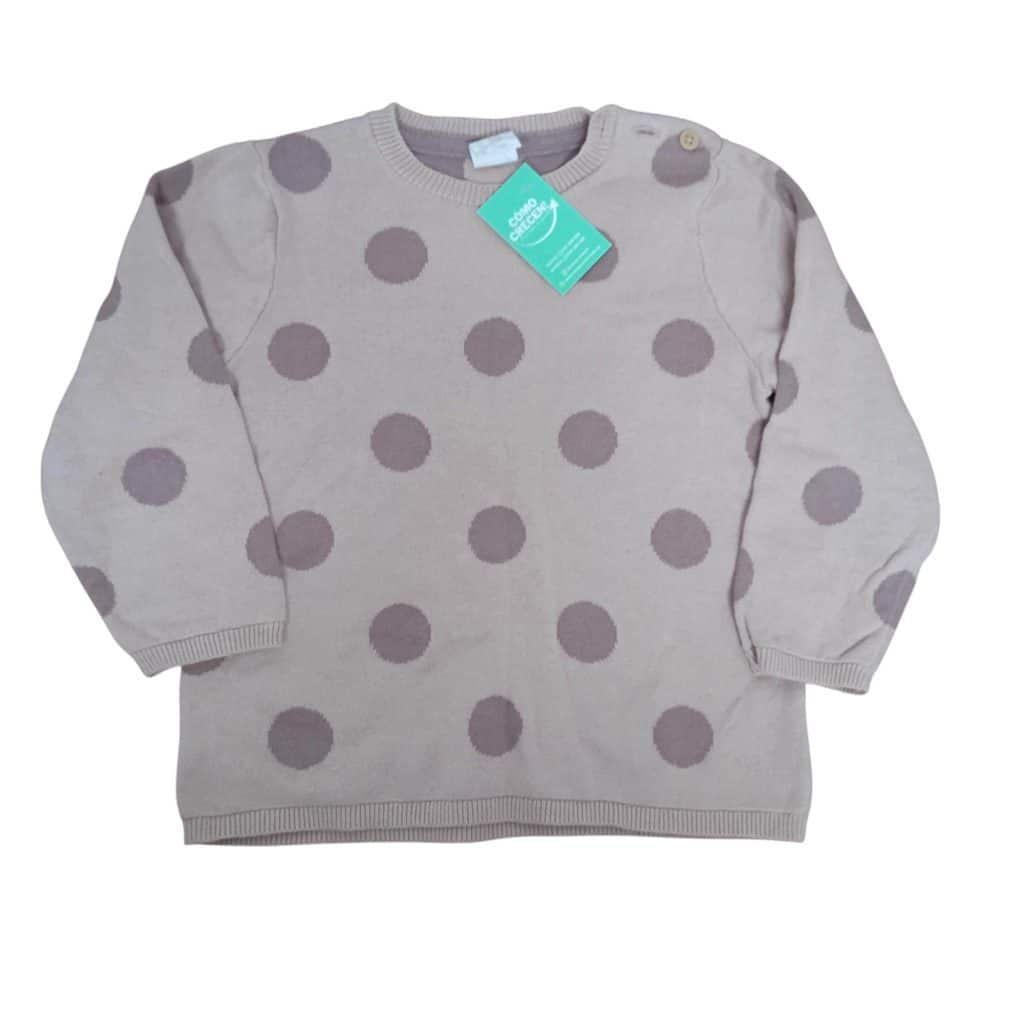 BUZO HILO ROSADO CIRCULOS VIOLETAS H & M T 12-18 M GAST