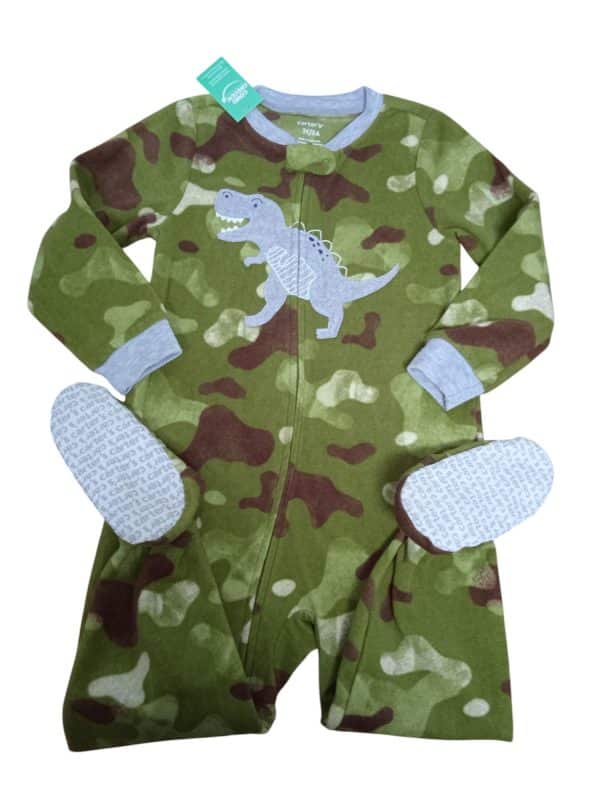 PIJAMA ENTERO VERDE CAMUFLADO DINOSAURIOS CARTERS T 3