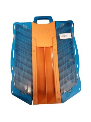 CAJA PARA GUARDAR AUTOS HOTWHEELS CELESTE NARANJA