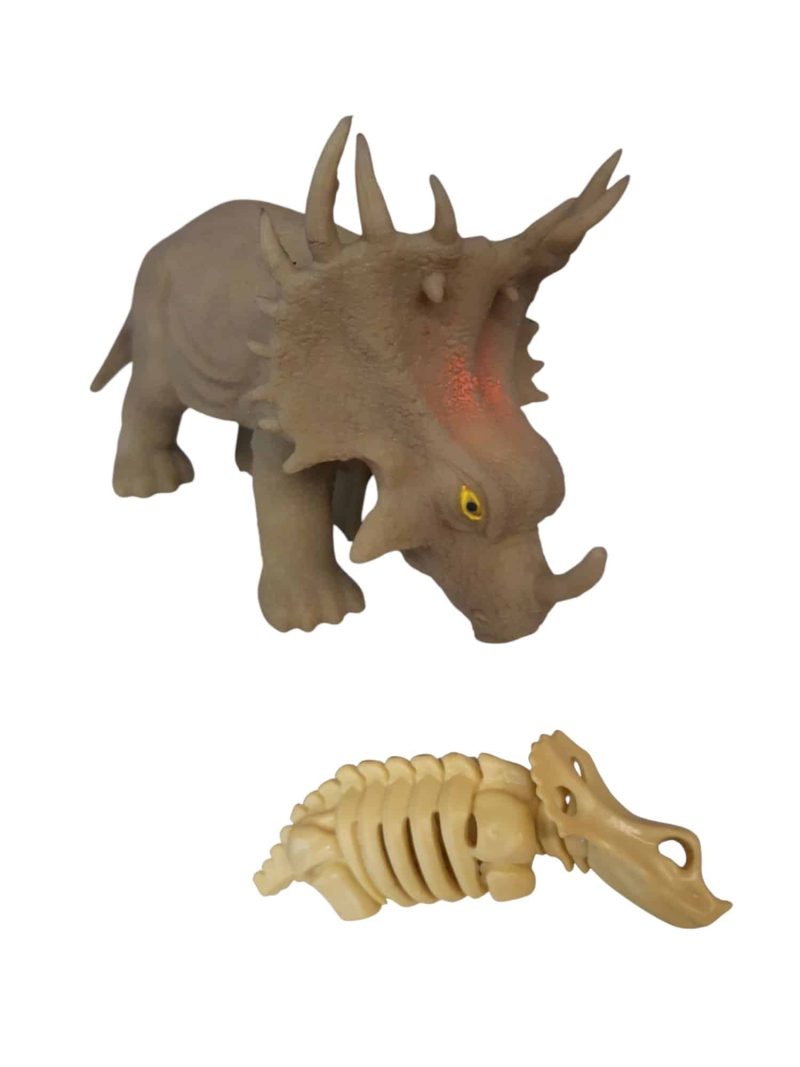 dinosaurio gris goma se saca y queda esqueleto