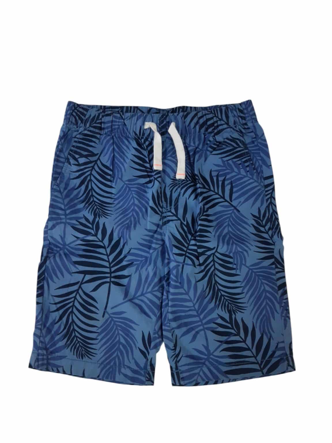 bermuda tela celeste hojas piolas blancas h&m t8/9