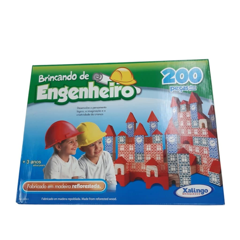 juego de bloques madera xalingo brincando de engenheiro 200 piezas