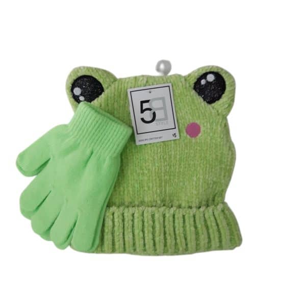 GORRO+GUANTES VERDE FLUO RANA