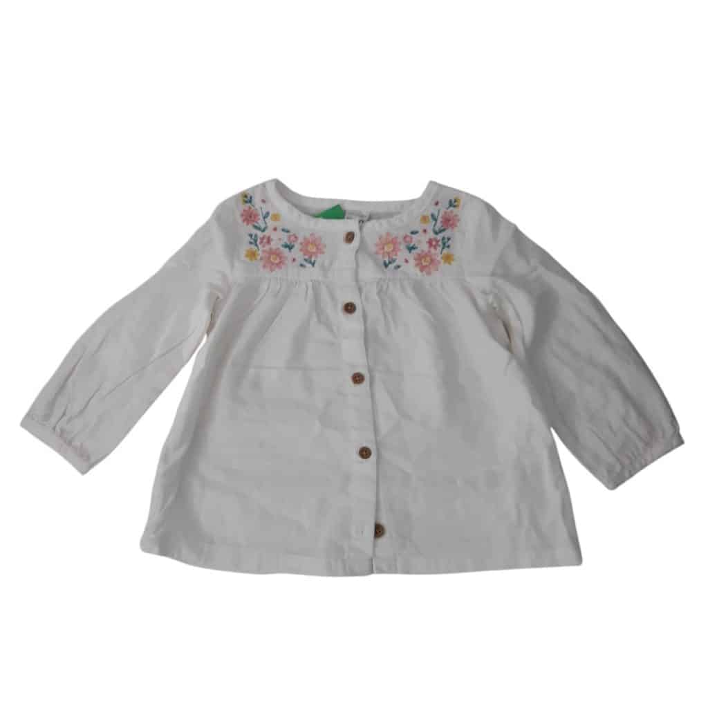 CAMISA BLANCA FLORES BORDADA CARTERS T18M