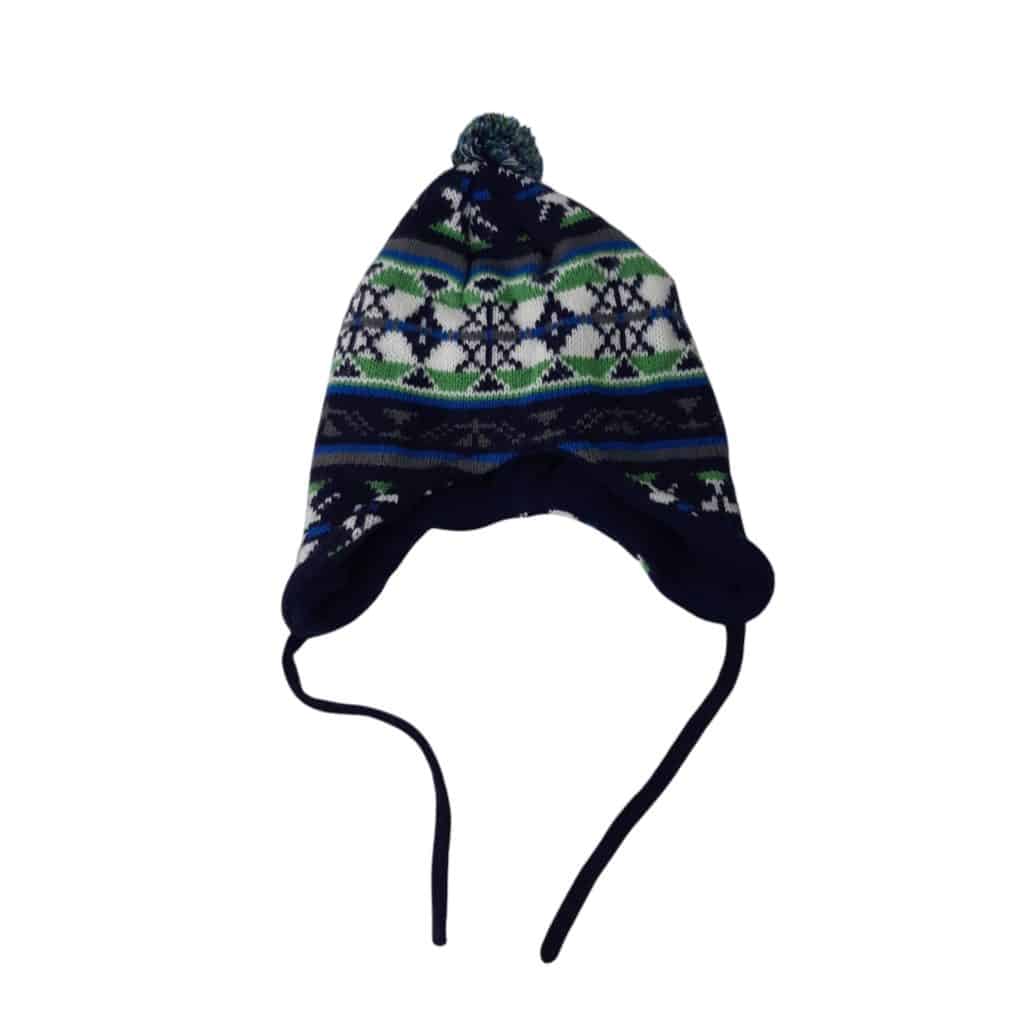 GORRO LANA AZUL VERDE BLANCO FORRADO POLAR ODALER