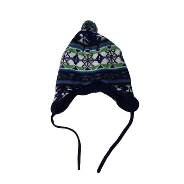 GORRO LANA AZUL VERDE BLANCO FORRADO POLAR ODALER