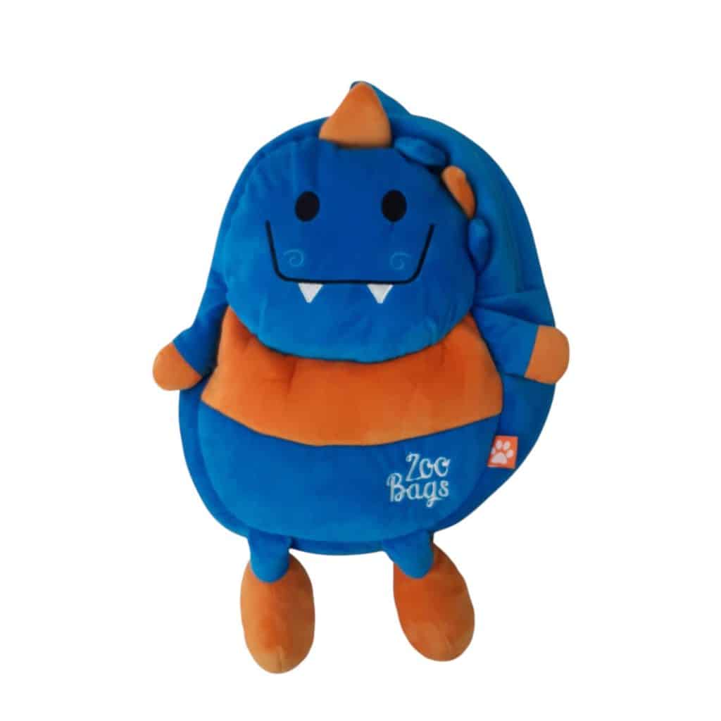 MOCHILA PLUSH AZUL NARANJA DINOSAURIO ZOO BAGS